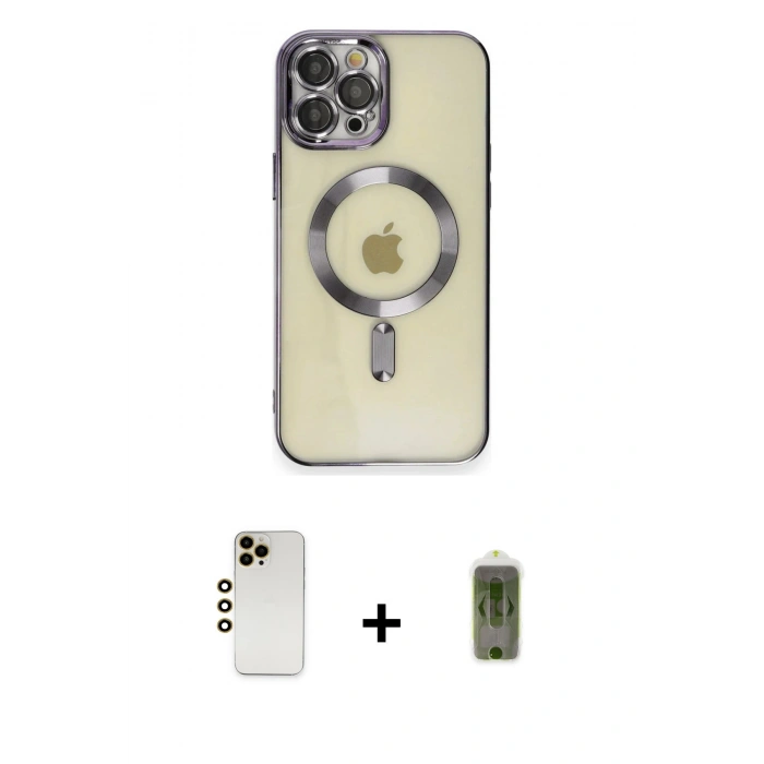 MARSİLYAN™- iPhone 12 Pro Max Kılıf Nova Işık Özel Seri - Siyah Joko Magic 5D Hayalet Cam + Shine Kamera Lens - GD