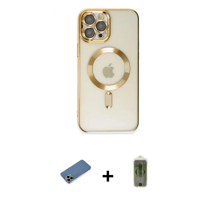 MARSİLYAN™- iPhone 12 Pro Max Kılıf Nova Işık Özel Seri - Siyah Joko Magic 5D Hayalet Cam + Shine Kamera Lens Koruma Cam - GD