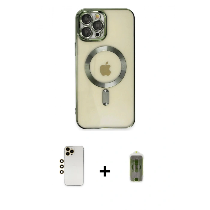 MARSİLYAN™- iPhone 12 Pro Max Kılıf Nova Işık Özel Seri - Siyah Joko Magic 5D Hayalet Cam + Shine Kamera Lens - GD