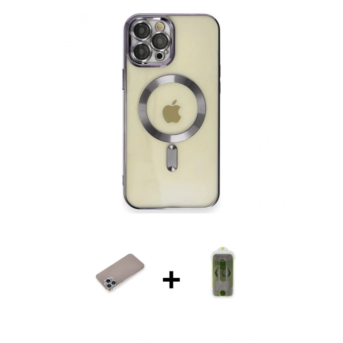 MARSİLYAN™- iPhone 12 Pro Max Kılıf Nova Işık Özel Seri - Siyah Joko Magic 5D Hayalet Cam + Shine Kamera Lens Koruma Cam - SABE