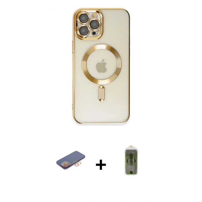 MARSİLYAN™- iPhone 12 Pro Max Kılıf Nova Işık Özel Seri - Siyah Joko Magic 5D Hayalet Cam + Renkli Kamera Lens Koruma Cam - TU