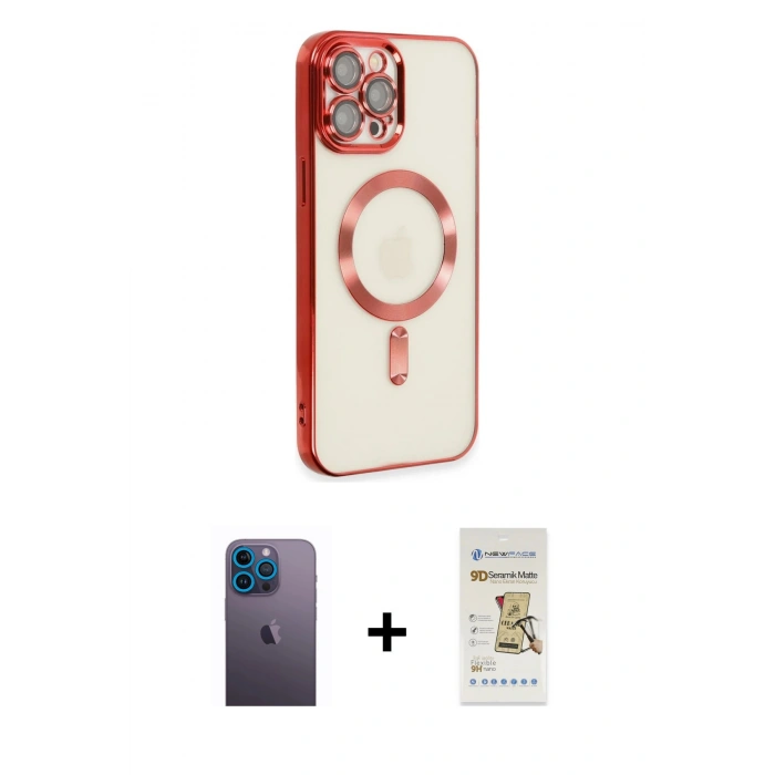 MARSİLYAN™- iPhone 12 Pro Max Kılıf Nova Işık Özel Seri - Siyah Mat Seramik Nano Ekran Koruyucu + Neon Fosforlu Kamera Lens - MI