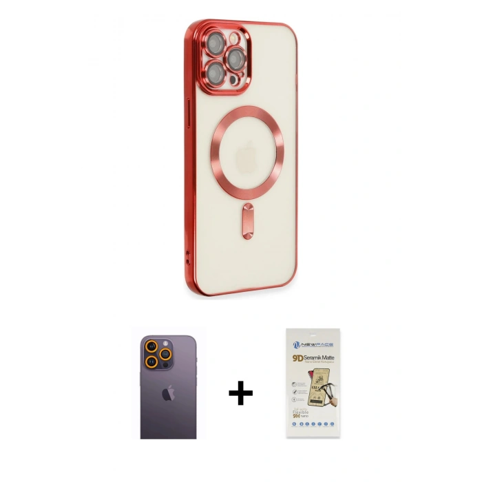 MARSİLYAN™- iPhone 12 Pro Max Kılıf Nova Işık Özel Seri - Siyah Mat Seramik Nano Ekran Koruyucu + Neon Fosforlu Kamera Lens - SI