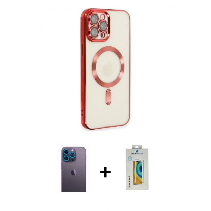 MARSİLYAN™- iPhone 12 Pro Max Kılıf Nova Işık Özel Seri - Siyah Polymer Nano Ekran Koruyucu + Neon Fosforlu Kamera Lens - MI