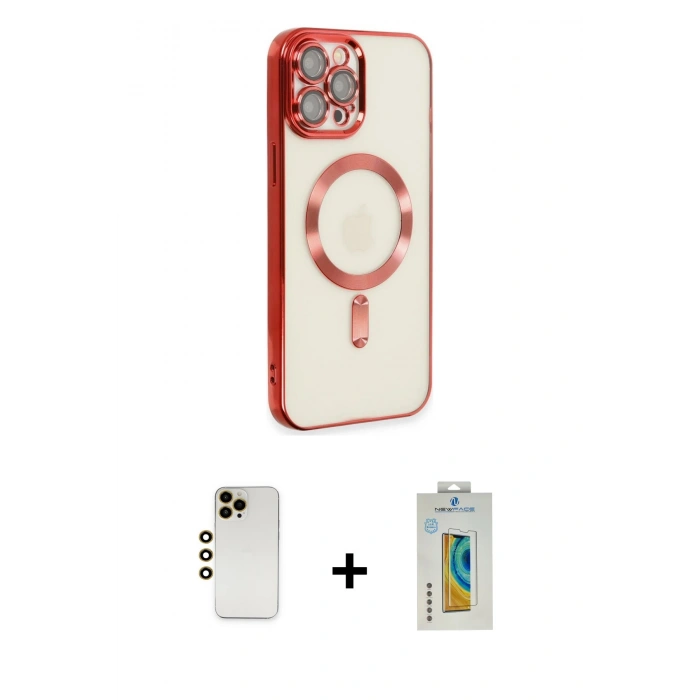 MARSİLYAN™- iPhone 12 Pro Max Kılıf Nova Işık Özel Seri - Siyah Polymer Nano Ekran Koruyucu + Shine Kamera Lens - GD