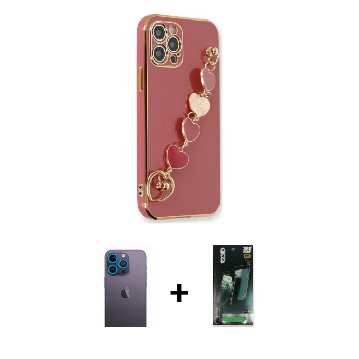 MARSİLYAN™- iPhone 12 Pro Max Kılıf Nova Işık Prime - Şeffaf 360 Full Body Arka Koruyucu + Neon Fosforlu Kamera Lens - MI