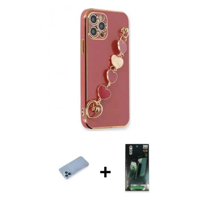 MARSİLYAN™- iPhone 12 Pro Max Kılıf Nova Işık Prime - Şeffaf 360 Full Body Arka Koruyucu + Shine Kamera Lens Koruma Cam - MI