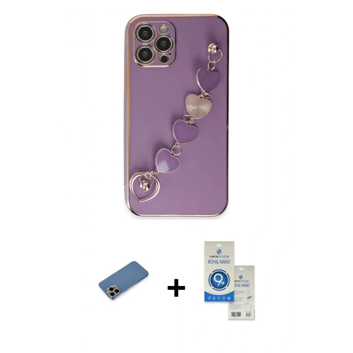 MARSİLYAN™- iPhone 12 Pro Max Kılıf Nova Işık Prime - Şeffaf Royal Nano Ekran Koruyucu + Shine Kamera Lens Koruma Cam - GD