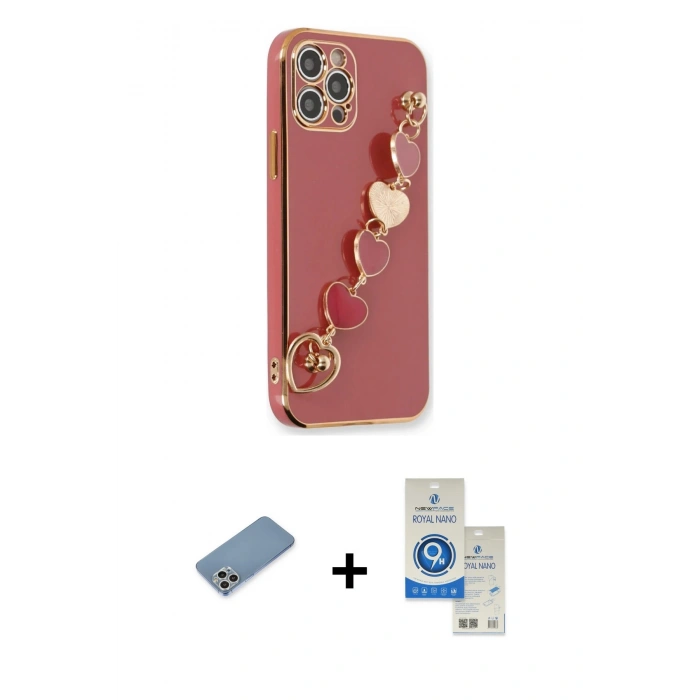 MARSİLYAN™- iPhone 12 Pro Max Kılıf Nova Işık Prime - Şeffaf Royal Nano Ekran Koruyucu + Shine Kamera Lens Koruma Cam - GS