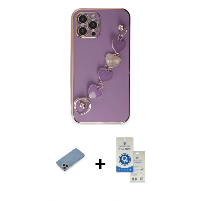 MARSİLYAN™- iPhone 12 Pro Max Kılıf Nova Işık Prime - Şeffaf Royal Nano Ekran Koruyucu + Shine Kamera Lens Koruma Cam - GS