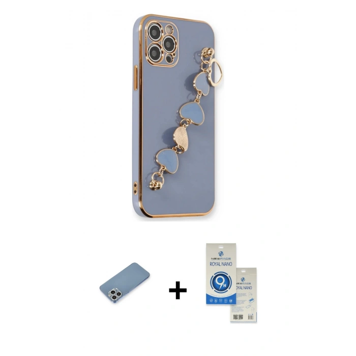 MARSİLYAN™- iPhone 12 Pro Max Kılıf Nova Işık Prime - Şeffaf Royal Nano Ekran Koruyucu + Shine Kamera Lens Koruma Cam - GS