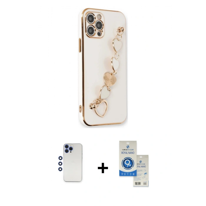 MARSİLYAN™- iPhone 12 Pro Max Kılıf Nova Işık Prime - Şeffaf Royal Nano Ekran Koruyucu + Shine Kamera Lens - LT