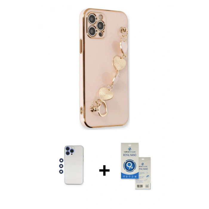 MARSİLYAN™- iPhone 12 Pro Max Kılıf Nova Işık Prime - Şeffaf Royal Nano Ekran Koruyucu + Shine Kamera Lens - LT