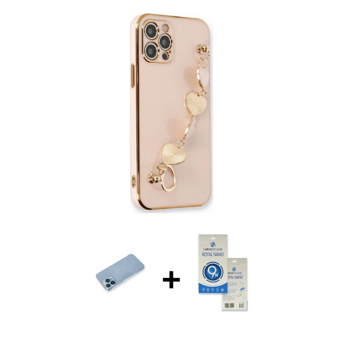 MARSİLYAN™- iPhone 12 Pro Max Kılıf Nova Işık Prime - Şeffaf Royal Nano Ekran Koruyucu + Mavi Shine Kamera Lens Koruma Cam