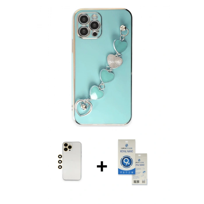 MARSİLYAN™- iPhone 12 Pro Max Kılıf Nova Işık Prime - Şeffaf Royal Nano Ekran Koruyucu + Shine Kamera Lens - GD