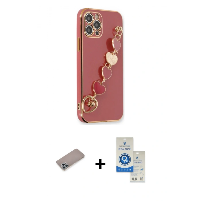 MARSİLYAN™- iPhone 12 Pro Max Kılıf Nova Işık Prime - Şeffaf Royal Nano Ekran Koruyucu + Shine Kamera Lens Koruma Cam - SABE