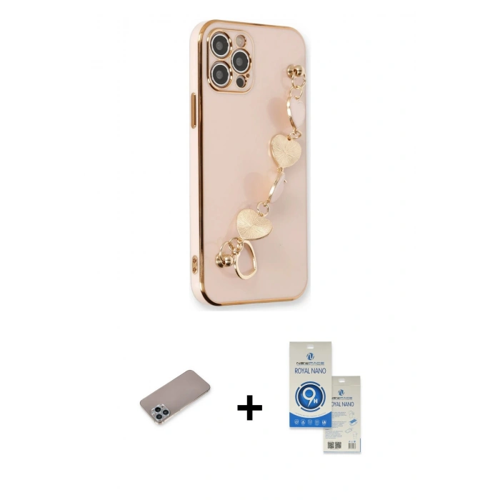 MARSİLYAN™- iPhone 12 Pro Max Kılıf Nova Işık Prime - Şeffaf Royal Nano Ekran Koruyucu + Shine Kamera Lens Koruma Cam - SABE