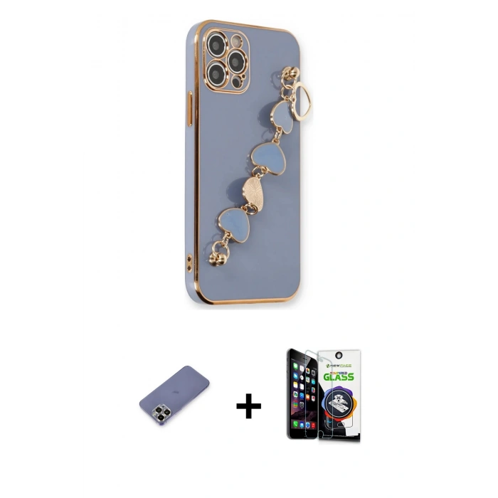 MARSİLYAN™- iPhone 12 Pro Max Kılıf Nova Işık Prime - Şeffaf Temperli Cam Ekran Koruyucu + Metal Kamera Lens Koruma Cam - GD