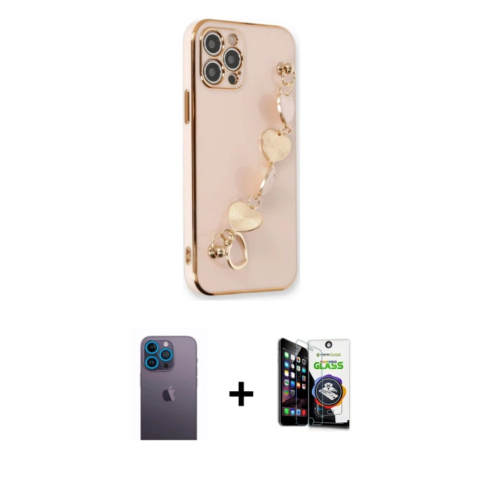 MARSİLYAN™- iPhone 12 Pro Max Kılıf Nova Işık Prime - Şeffaf Temperli Cam Ekran Koruyucu + Neon Fosforlu Kamera Lens - MI