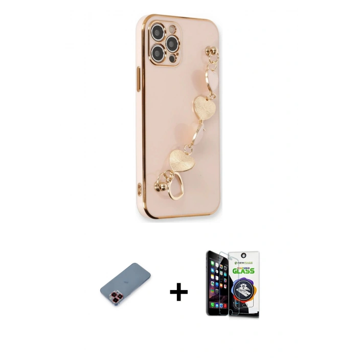 MARSİLYAN™- iPhone 12 Pro Max Kılıf Nova Işık Prime - Şeffaf Temperli Cam Ekran Koruyucu + Metal Kamera Lens Koruma Cam - KI