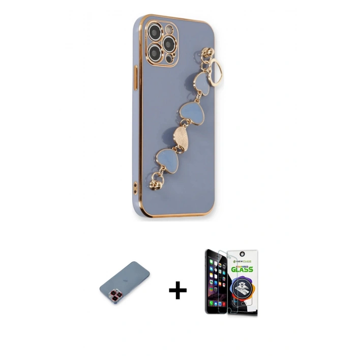MARSİLYAN™- iPhone 12 Pro Max Kılıf Nova Işık Prime - Şeffaf Temperli Cam Ekran Koruyucu + Metal Kamera Lens Koruma Cam - KI