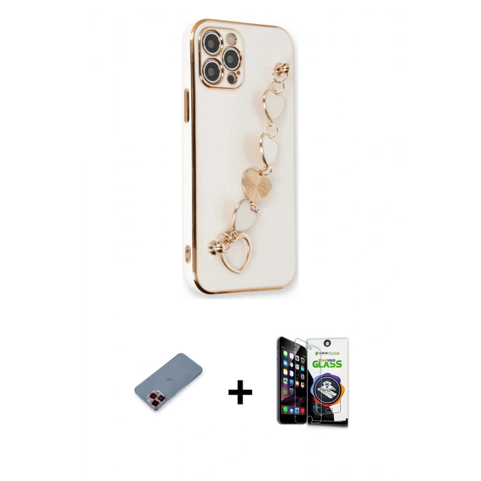 MARSİLYAN™- iPhone 12 Pro Max Kılıf Nova Işık Prime - Şeffaf Temperli Cam Ekran Koruyucu + Metal Kamera Lens Koruma Cam - KI