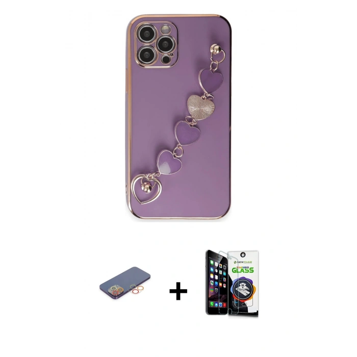MARSİLYAN™- iPhone 12 Pro Max Kılıf Nova Işık Prime - Şeffaf Temperli Cam Ekran Koruyucu + Renkli Kamera Lens Koruma Cam - TU
