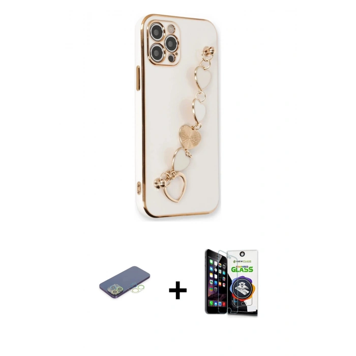MARSİLYAN™- iPhone 12 Pro Max Kılıf Nova Işık Prime - Şeffaf Temperli Cam Ekran Koruyucu + Renkli Kamera Lens Koruma Cam - YL