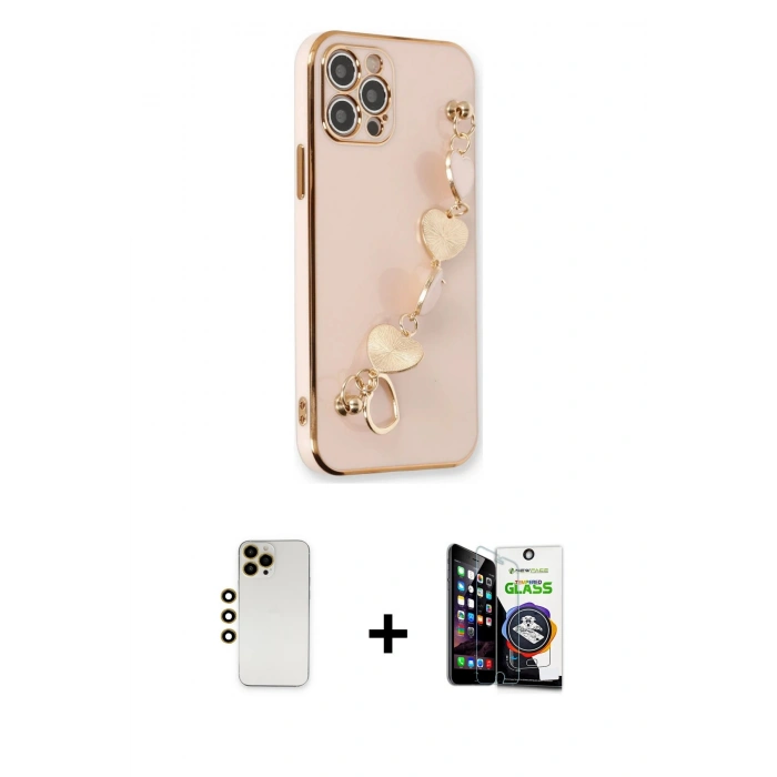 MARSİLYAN™- iPhone 12 Pro Max Kılıf Nova Işık Prime - Şeffaf Temperli Cam Ekran Koruyucu + Shine Kamera Lens - GD