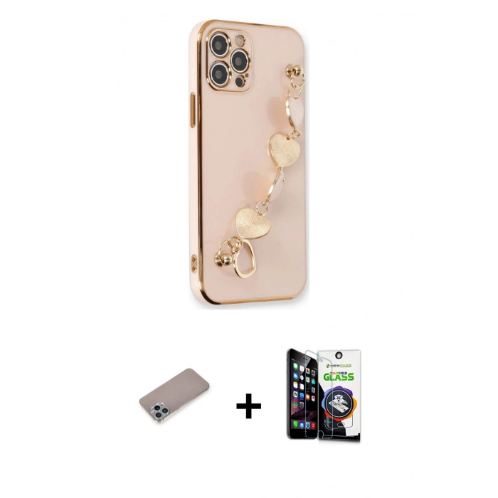MARSİLYAN™- iPhone 12 Pro Max Kılıf Nova Işık Prime - Şeffaf Temperli Cam Ekran Koruyucu + Shine Kamera Lens Koruma Cam - SABE