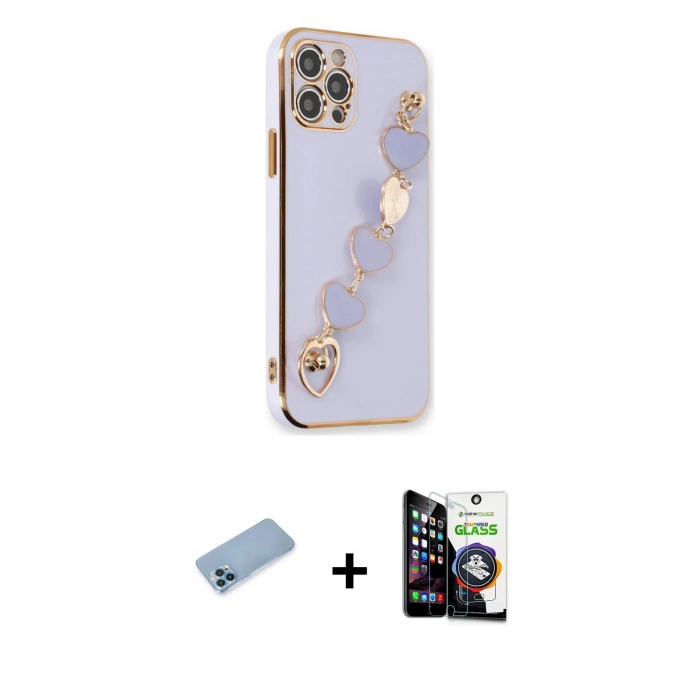 MARSİLYAN™- iPhone 12 Pro Max Kılıf Nova Işık Prime - Şeffaf Temperli Cam Ekran Koruyucu + Shine Kamera Lens Koruma Cam - MI
