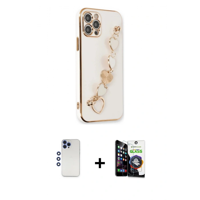 MARSİLYAN™- iPhone 12 Pro Max Kılıf Nova Işık Prime - Şeffaf Temperli Cam Ekran Koruyucu + Shine Kamera Lens - LT