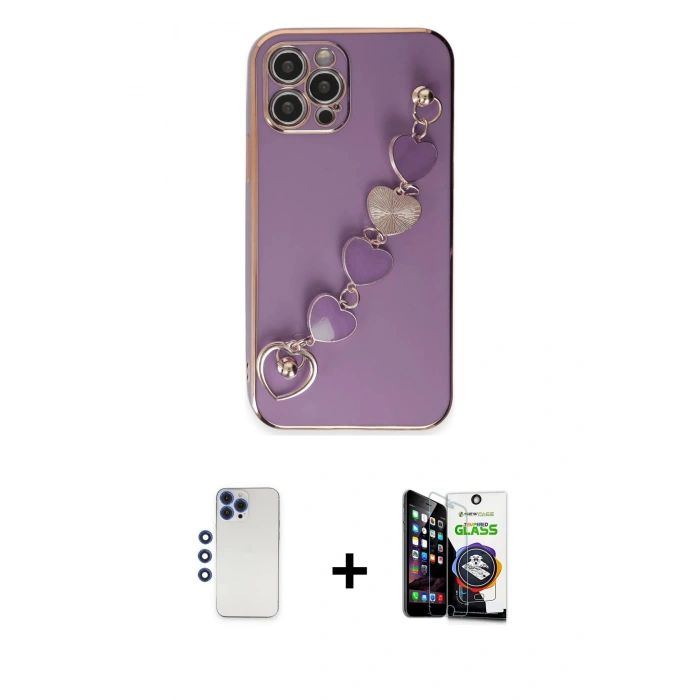 MARSİLYAN™- iPhone 12 Pro Max Kılıf Nova Işık Prime - Şeffaf Temperli Cam Ekran Koruyucu + Shine Kamera Lens - LT