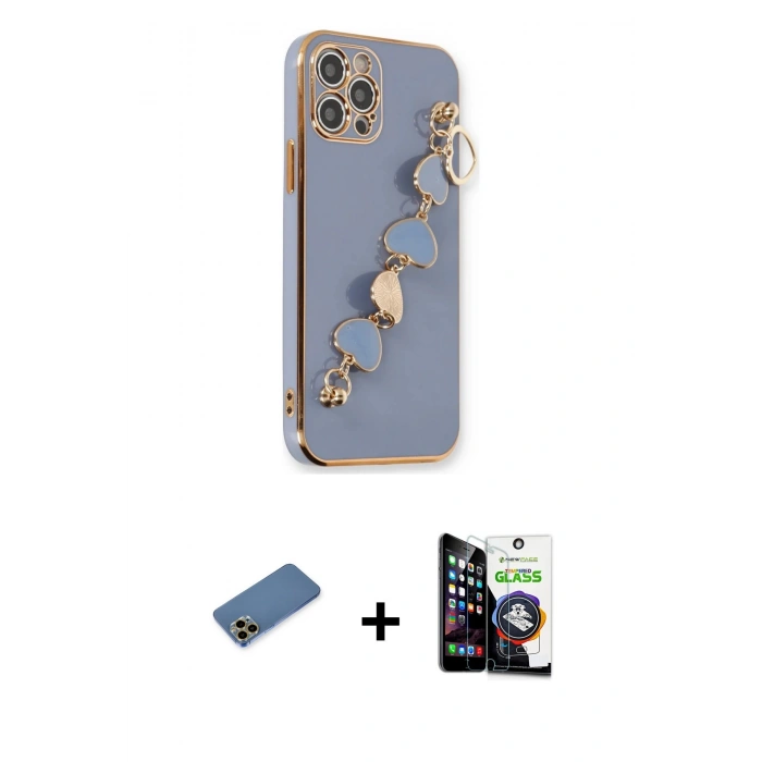 MARSİLYAN™- iPhone 12 Pro Max Kılıf Nova Işık Prime - Şeffaf Temperli Cam Ekran Koruyucu + Shine Kamera Lens Koruma Cam - GD