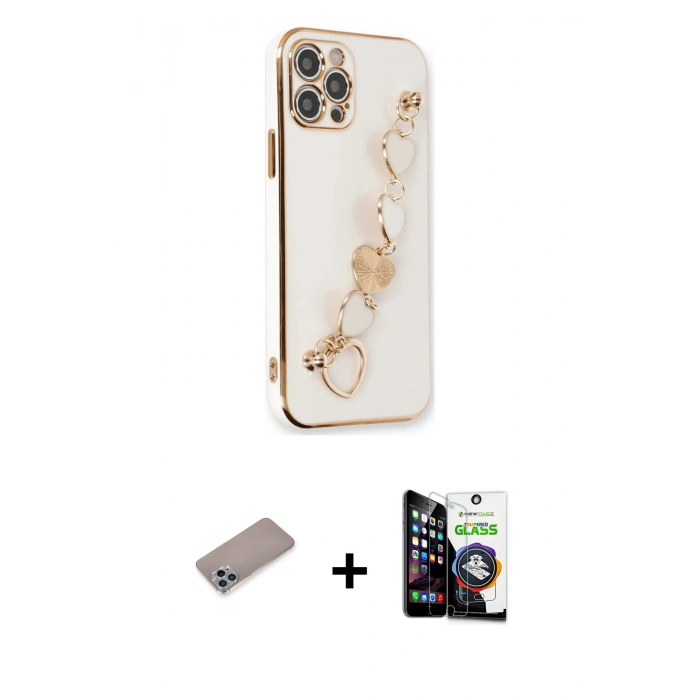 MARSİLYAN™- iPhone 12 Pro Max Kılıf Nova Işık Prime - Şeffaf Temperli Cam Ekran Koruyucu + Shine Kamera Lens Koruma Cam - SABE