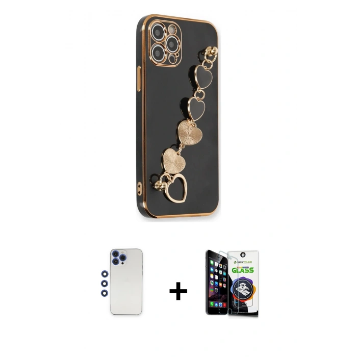 MARSİLYAN™- iPhone 12 Pro Max Kılıf Nova Işık Prime - Şeffaf Temperli Cam Ekran Koruyucu + Shine Kamera Lens - LT