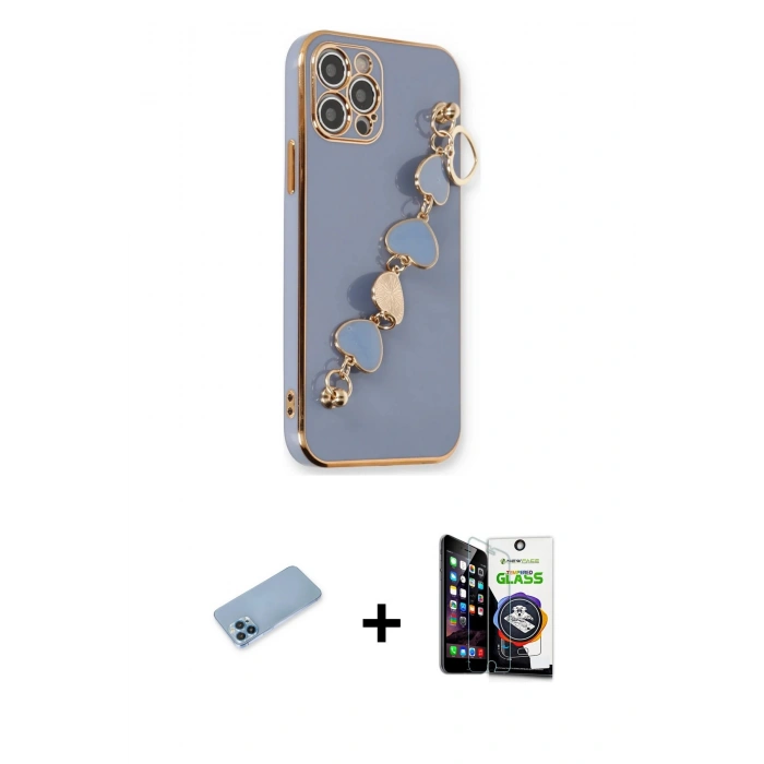 MARSİLYAN™- iPhone 12 Pro Max Kılıf Nova Işık Prime - Şeffaf Temperli Cam Ekran Koruyucu + Shine Kamera Lens Koruma Cam - MI