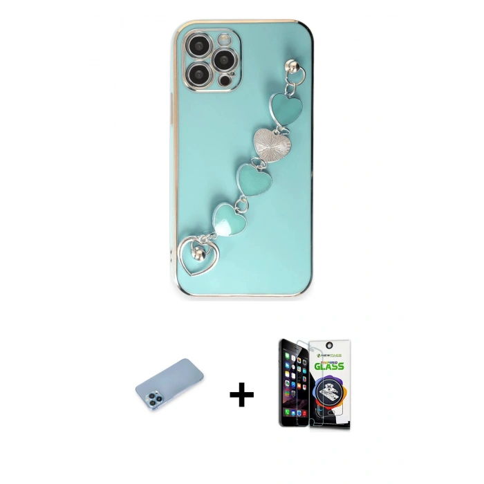 MARSİLYAN™- iPhone 12 Pro Max Kılıf Nova Işık Prime - Şeffaf Temperli Cam Ekran Koruyucu + Shine Kamera Lens Koruma Cam - MI
