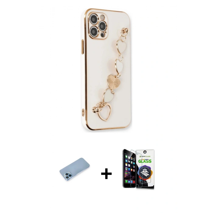 MARSİLYAN™- iPhone 12 Pro Max Kılıf Nova Işık Prime - Şeffaf Temperli Cam Ekran Koruyucu + Shine Kamera Lens Koruma Cam - MI