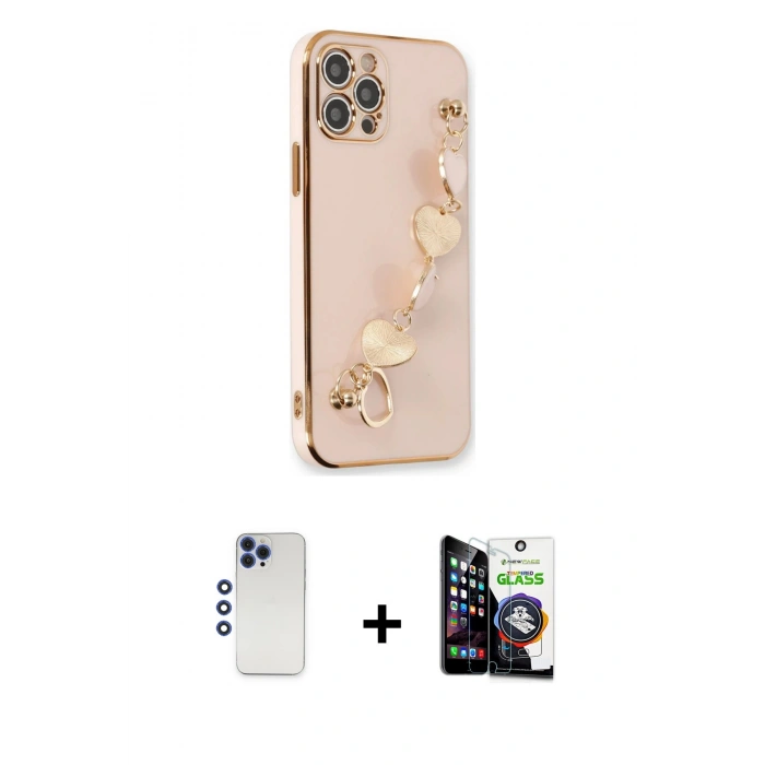 MARSİLYAN™- iPhone 12 Pro Max Kılıf Nova Işık Prime - Şeffaf Temperli Cam Ekran Koruyucu + Shine Kamera Lens - LT
