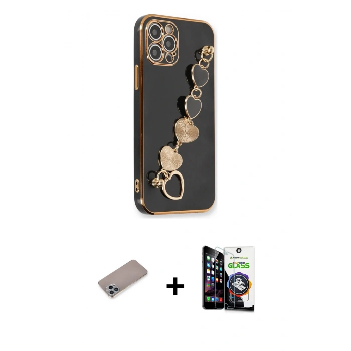 MARSİLYAN™- iPhone 12 Pro Max Kılıf Nova Işık Prime - Şeffaf Temperli Cam Ekran Koruyucu + Shine Kamera Lens Koruma Cam - SABE