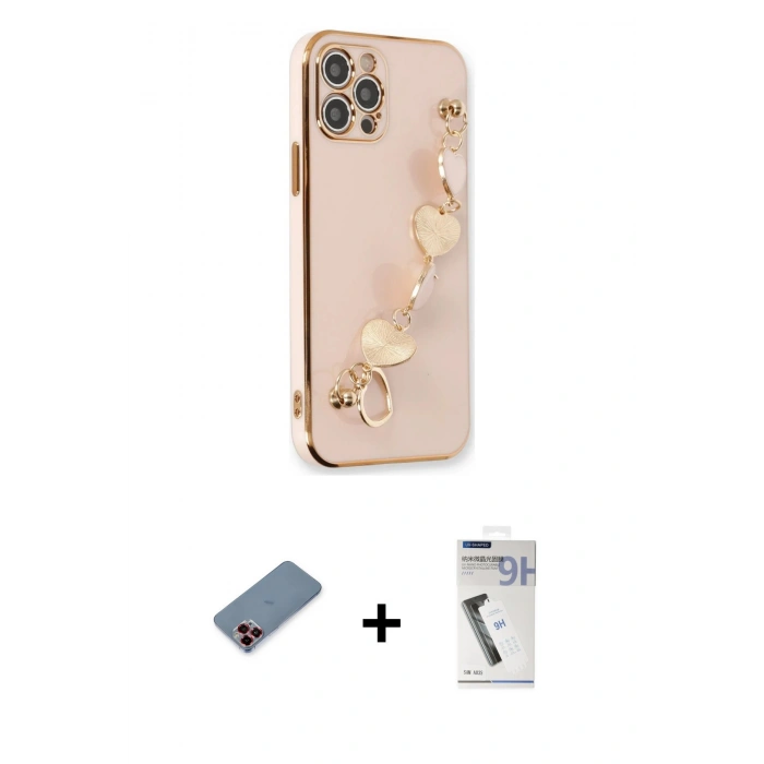 MARSİLYAN™- iPhone 12 Pro Max Kılıf Nova Işık Prime - Şeffaf Uv Polymer Nano Ekran Koruyucu + Metal Kamera Lens Koruma Cam - KI