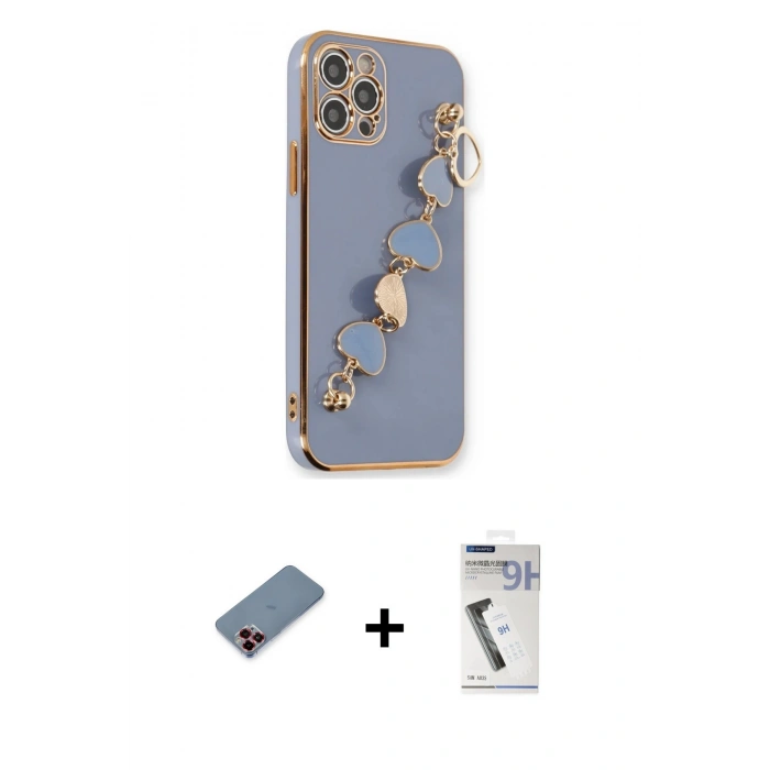 MARSİLYAN™- iPhone 12 Pro Max Kılıf Nova Işık Prime - Şeffaf Uv Polymer Nano Ekran Koruyucu + Metal Kamera Lens Koruma Cam - KI