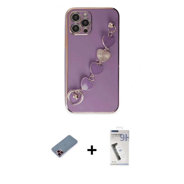MARSİLYAN™- iPhone 12 Pro Max Kılıf Nova Işık Prime - Şeffaf Uv Polymer Nano Ekran Koruyucu + Metal Kamera Lens Koruma Cam - KI
