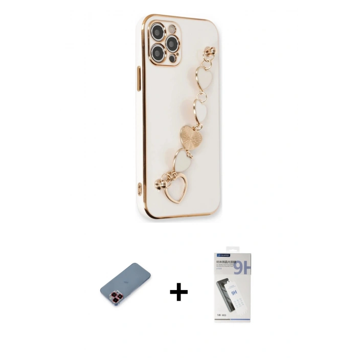 MARSİLYAN™- iPhone 12 Pro Max Kılıf Nova Işık Prime - Şeffaf Uv Polymer Nano Ekran Koruyucu + Metal Kamera Lens Koruma Cam - KI