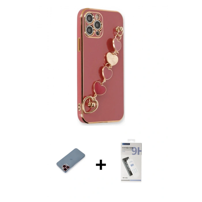 MARSİLYAN™- iPhone 12 Pro Max Kılıf Nova Işık Prime - Şeffaf Uv Polymer Nano Ekran Koruyucu + Metal Kamera Lens Koruma Cam - KI