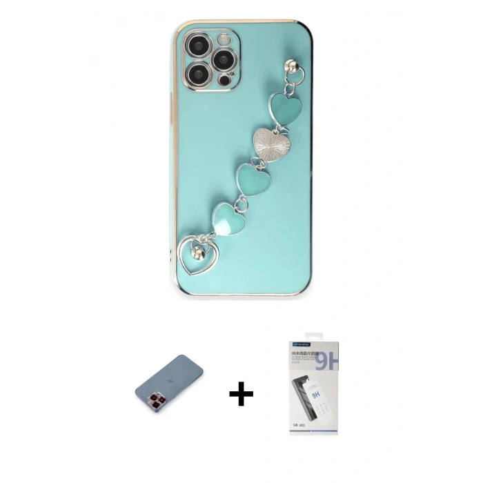 MARSİLYAN™- iPhone 12 Pro Max Kılıf Nova Işık Prime - Şeffaf Uv Polymer Nano Ekran Koruyucu + Metal Kamera Lens Koruma Cam - KI