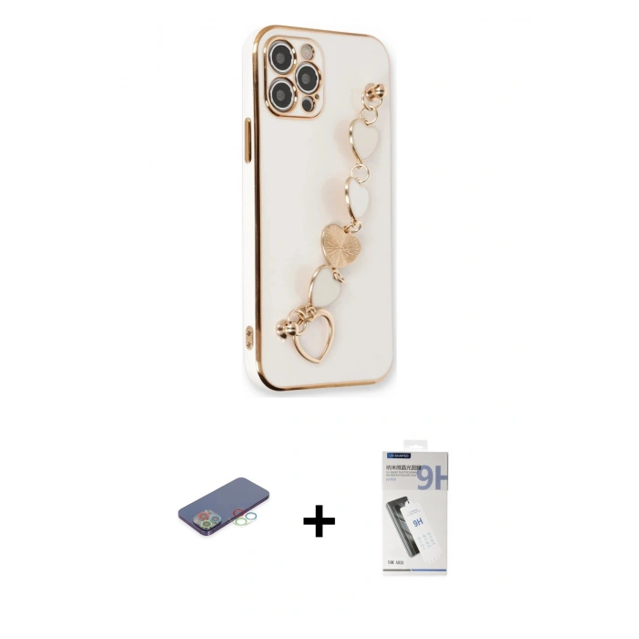MARSİLYAN™- iPhone 12 Pro Max Kılıf Nova Işık Prime - Şeffaf Uv Polymer Nano Ekran Koruyucu + Mavi Renkli Kamera Lens Koruma Cam