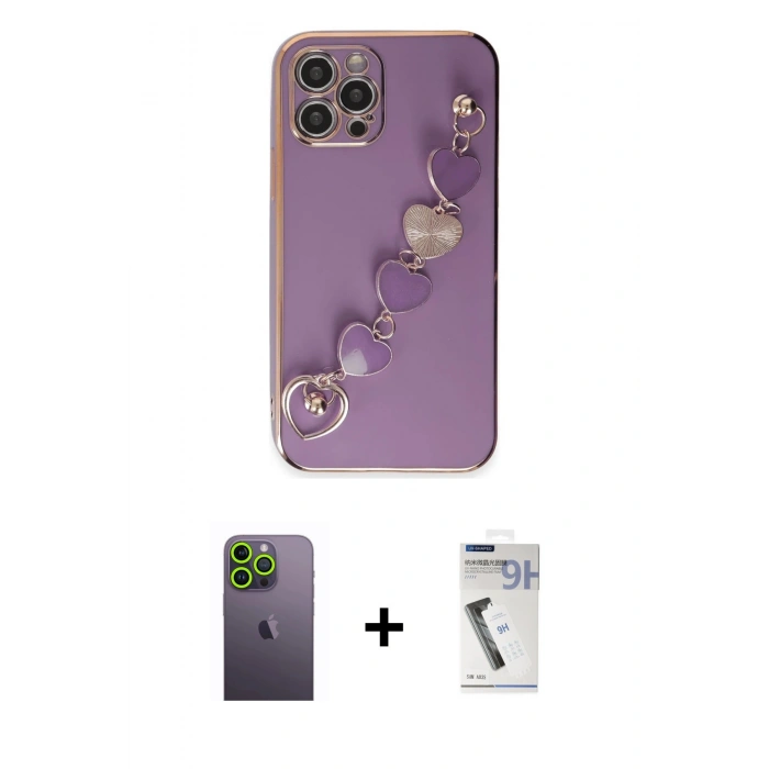 MARSİLYAN™- iPhone 12 Pro Max Kılıf Nova Işık Prime - Şeffaf Uv Polymer Nano Ekran Koruyucu + Neon Fosforlu Kamera Lens - YL