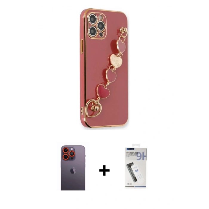 MARSİLYAN™- iPhone 12 Pro Max Kılıf Nova Işık Prime - Şeffaf Uv Polymer Nano Ekran Koruyucu + Neon Fosforlu Kamera Lens - TU